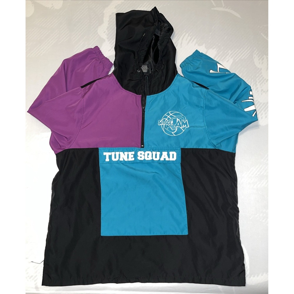 Space Jam Tune Squad Sports Windbreaker 3/4 Zip Hoodie 2XL Purple Blue Black